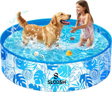Foldable Dog Kiddie Pool 48x12 Portable Hard Plastic Pet Kids Swimming Pool