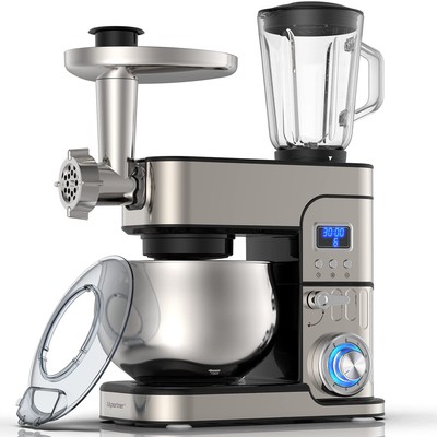 6-IN-1 Stand Mixer, LCD Display Kitchen Electric Mixer, 6.5QT Stainless Steel...