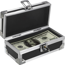 Cash Box with Lock, Aluminium Alloy Money Box for Cash Lockable Money Storage...