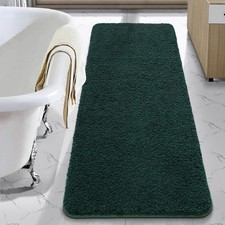 Bath Runner 24x60in Hunter Green Non Slip Shaggy Plush Microfiber Rug