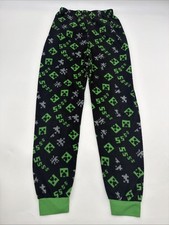 Minecraft Pajama Pants Kids Boys 10/11Y Black Logo Aop . 44629