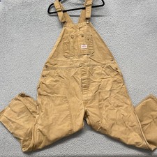 Round House Overalls Mens 42x26 Tan Double Knee Bib Canvas Work Wear Outdoors