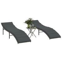 Sonnenliegen Garten 2Er Set Mit Beistelltisch Poly Rattan Grau