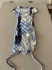 Heart & Hips Dress Womens Small Blue Tie Dye Ruched Bodycon T Shirt Mini
