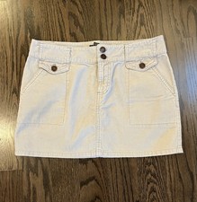 American Eagle Corduroy Mini Skirt Size 4 Tan VTG Y2K Vintage