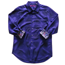 Robert Graham L Dark Energy Purple Button-Up Flip-Cuff Shirt Moon Landing