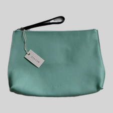 JIGSAW * BNWT * AQUA SIZE M LEATHER LADIES BRANDED LUXURY POUCH BAG RRP £59