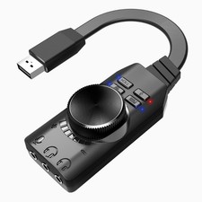 Virtual 7.1 Surround Sound USB External Sound Card For Gaming Gamers Headphones