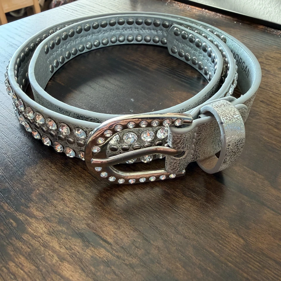 Cinturón Morgan by Morgan de Toi estrás tachonado plateado maximalismo medio Y2K Foto 4 de 4