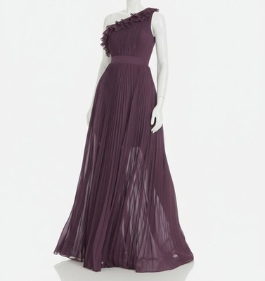 Dress The Population Women's Purple Ruffled One-Shoulder Vida Dress Size M