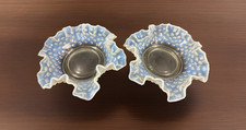 Fenton Iridescent Hobnail Art Glass Candy Nut Dish Bowl Trinket Dish White Clear