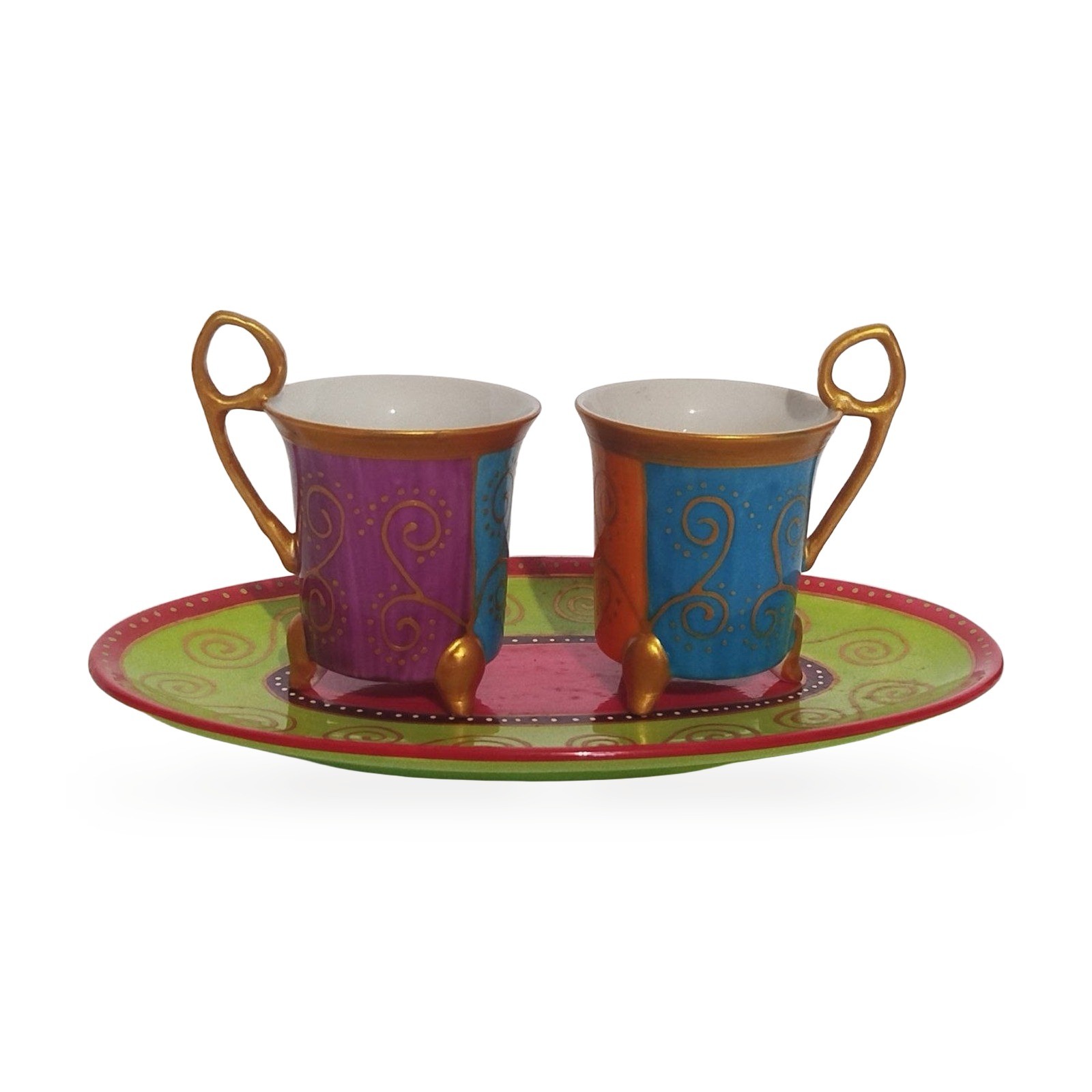 Brandani Set Tazzine Caffè Vassoio Raggio Di Sole Porcellana idea regalo casa