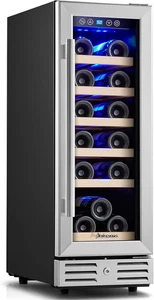 18-Bottle Mini Refroidisseur de vin - Encastré ou autoportant avec dessig en acier inoxydable