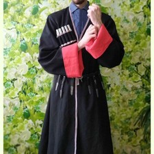 New Men's Russian Cherkessk Black Wool Caftan Without Collar Frock Style cossack