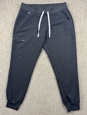 Figs Womens L Zamora Jogger Scrub Pant Zip Cargo Pocket Black Stretch