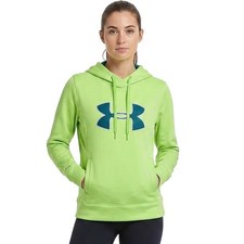 Under Armour Hoodie Youth Large Neon Green Blue Logo Storm Teal Lined Hood