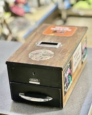 Vintage ADSIT Wooden & Metal Cash Box.  Authentic Guitar Shop Memorabilia