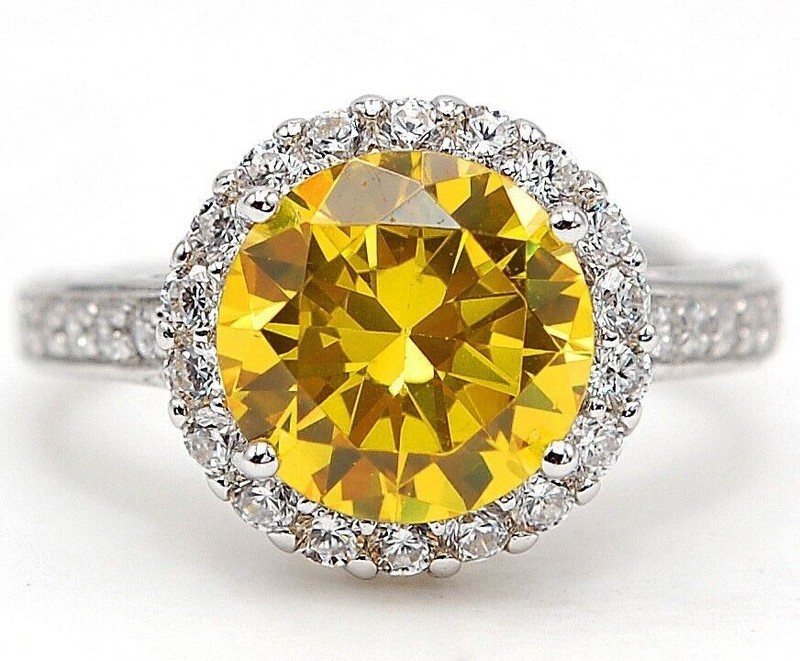 3CT Heat Treated Yellow Topaz 925 Sterling Silver Ring Sz 6 U2-3