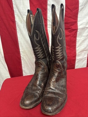 The Sanders Men's Handcrafted Exotic Brown Python Boots Size 9 B C159