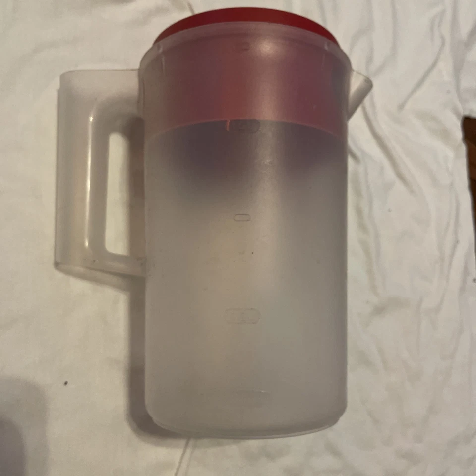 Rubbermaid Simple Pour 2 Quart Plastic Pitcher Clear With Red Lid 9" Tall - Image 4 of 4