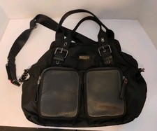 StorkSak London Alexa Premium Black Nylon Leather Diaper Bag