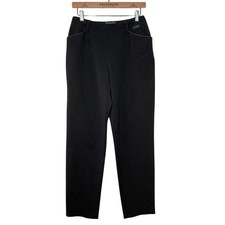 VTG Dress Pants Lauren Ralph Lauren Wool High Rise Leather Detail Women's Size 8