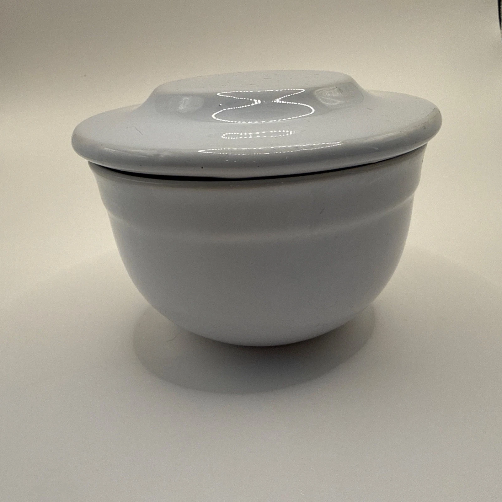 Emile Henry 2-pc White Butter Bell Keeper Pot Crock Ceramic Dish ~ France