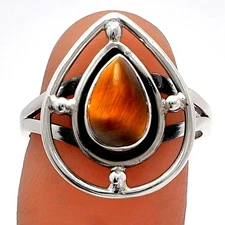 Natural Tiger Eye - Africa 925 Sterling Silver Ring s.7.5 Jewelry R-1446