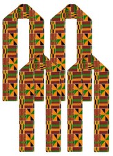 4 Pieces African Scarf Kente Cloth Stole Dashiki Print Sash Black History Gra...