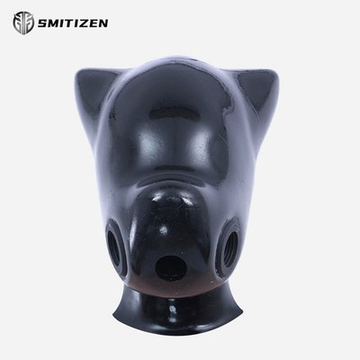 Smitizen Schwarze Glänzende Silikon-gasmaske mit Kurzen Ohren für Party Cosplay
