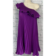 New Look Ladies Party Tent Dress Purple Size 8 One Shoulder Pleated ~ No Belt