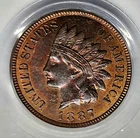 Choice 1887 Indian Head Penny Cent 1C PCGS MS63 RB High Grade Beauty !!!