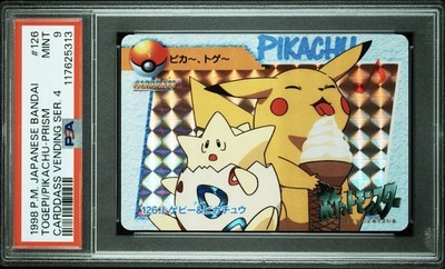 Pikachu & Togepi PSA 9 Pokemon Bandai Carddass Vending Series 4