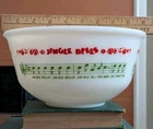 Vtg Jingle Bells Hazel Atlas Milk Glass Egg Nog Xmas Serving Bowl Music Notation