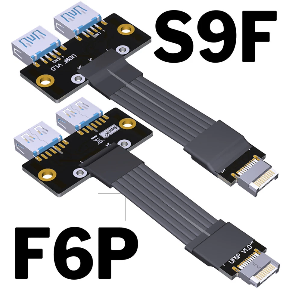 5G/bps Dual USB-A 3.0 Female to Type-E Key-B Internal 20P Male Adapter Cable - Image 3 of 4