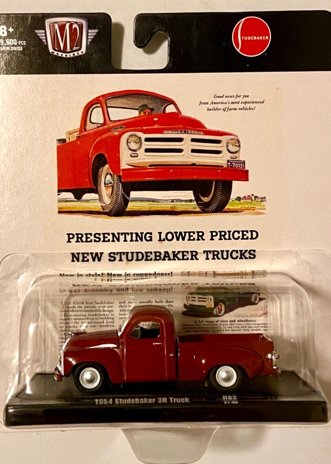 M2 Machines 1954 Studebaker 3R Truck Rubber Tires Red 1:64 Die-cast Model NIP