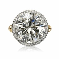 KUBRA 16 CARAT ROUND CUT K COLOR SI1 CLARITY DIAMOND ENGAGEMENT RING PLATINUM GI