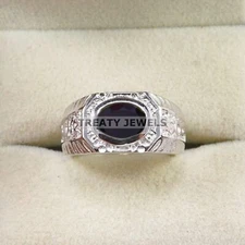 Black Onyx Oval Cut Gemstone With 925 Sterling Silver Ring For Men's #A835 *