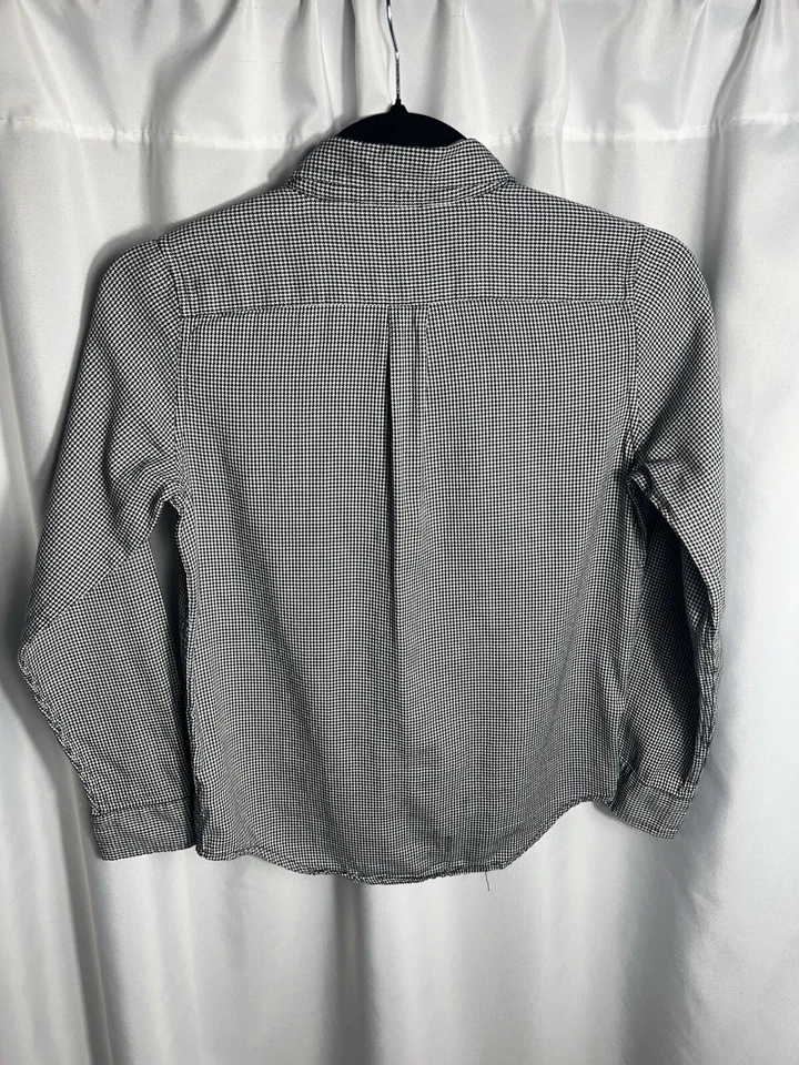 Janie and Jack Boys Size 10 Gingham Button Down Long Sleeve Black and White Top  - Image 4 of 4
