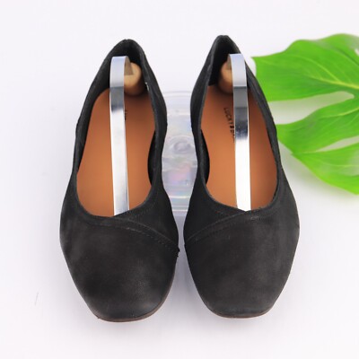 Lucky Brand Women's Abielle Flat Size 7 SlipOn Ballet Shoe Black Nubuck Comfy