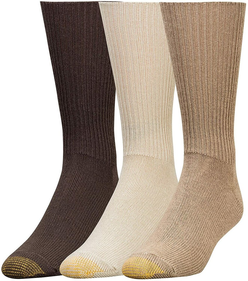 Gold Toe Cotton Fluffies Crew Socks - 3 Paia Di Calzini Uomo In Cotone, Rinforzo Punta - 3