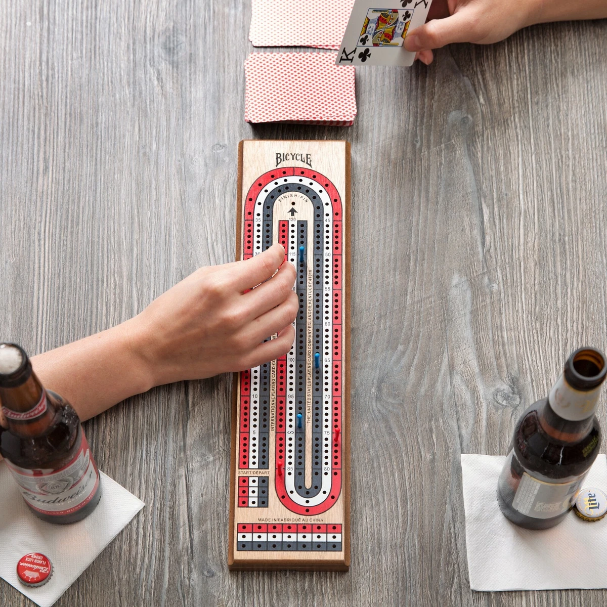 3 Track Wooden Cribbage Score Board by Bicycle Playing Cards Wood