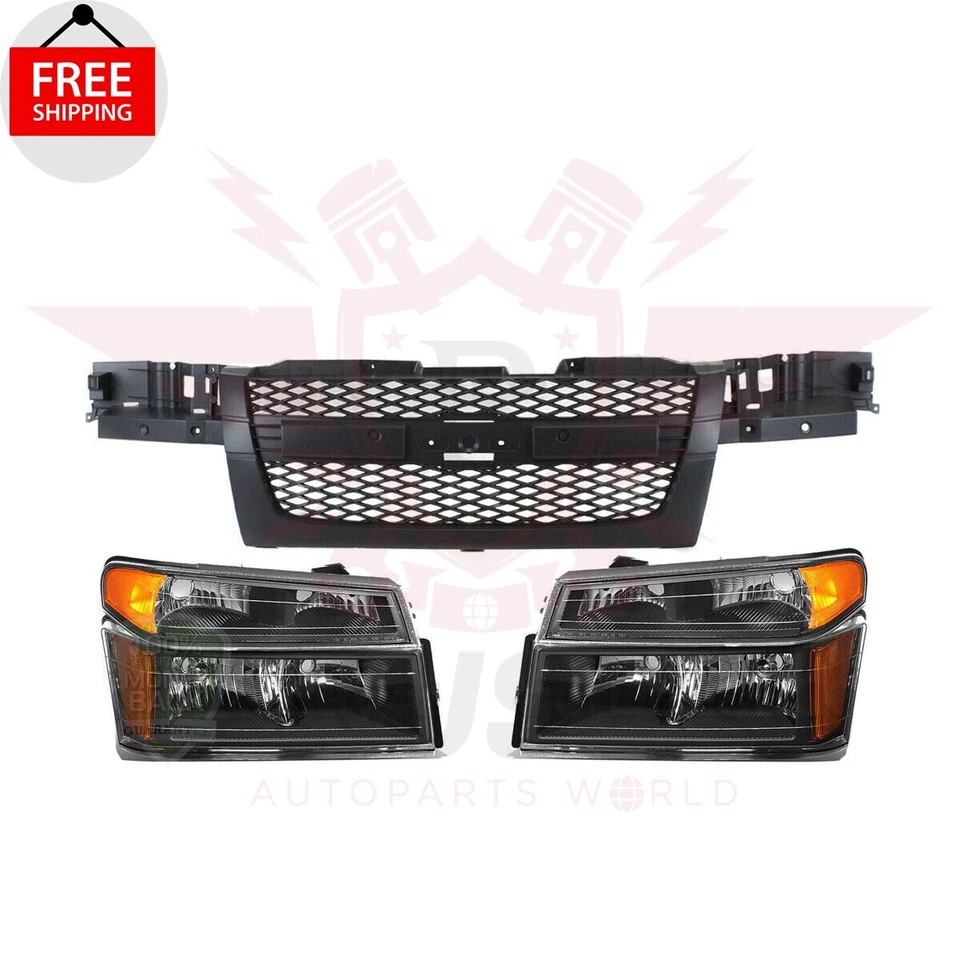New Front Grille Headlights Parking Lights Kit 5PC Fits 2004-2012 Chevy Colorado - Image 2 of 4