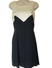 New Womens Medium black white cocktail formal short dress a-line sleeveless