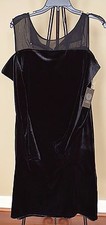 Vince Camuto Cold Shoulder Black Velvet & Mesh Dress Sz. L NWT $109
