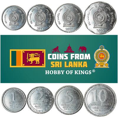 Sri Lankan 4 Coin Set 1 2 5 10 Rupees | Sri Lanka | 2017