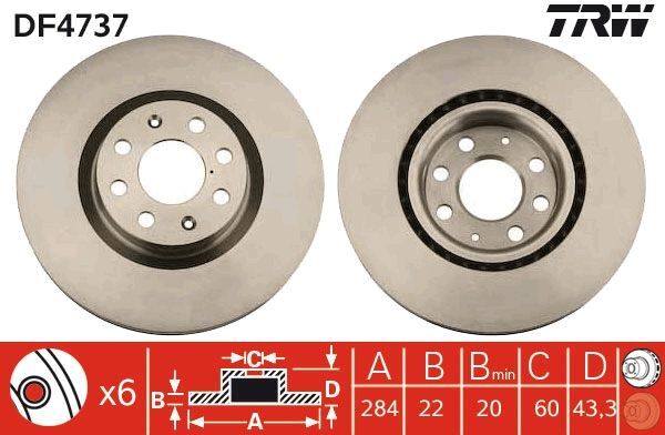 2X TRW DF4737 Bremsscheibe Passend FüR Fiat Opel-image