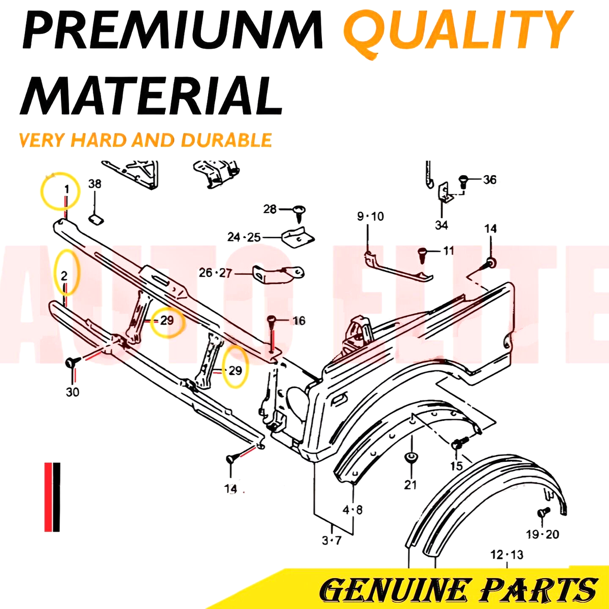 Suzuki Samurai SJ Front Panel Lower Member Hood Support Brace
