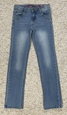 Arizona Jeans Girls sz 12 Straight Embellished Low Rise adjustable waist 27x27 