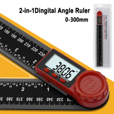 2in1 Digitaler Winkelmesser Winkelmessgerät 0-300mm Stellwinkel Lineal 180 ° XS
